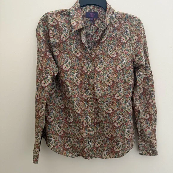 J. Crew Olive Green Slim Perfect Button Down Shirt in Liberty Lee Manor Paisley - Picture 2 of 13
